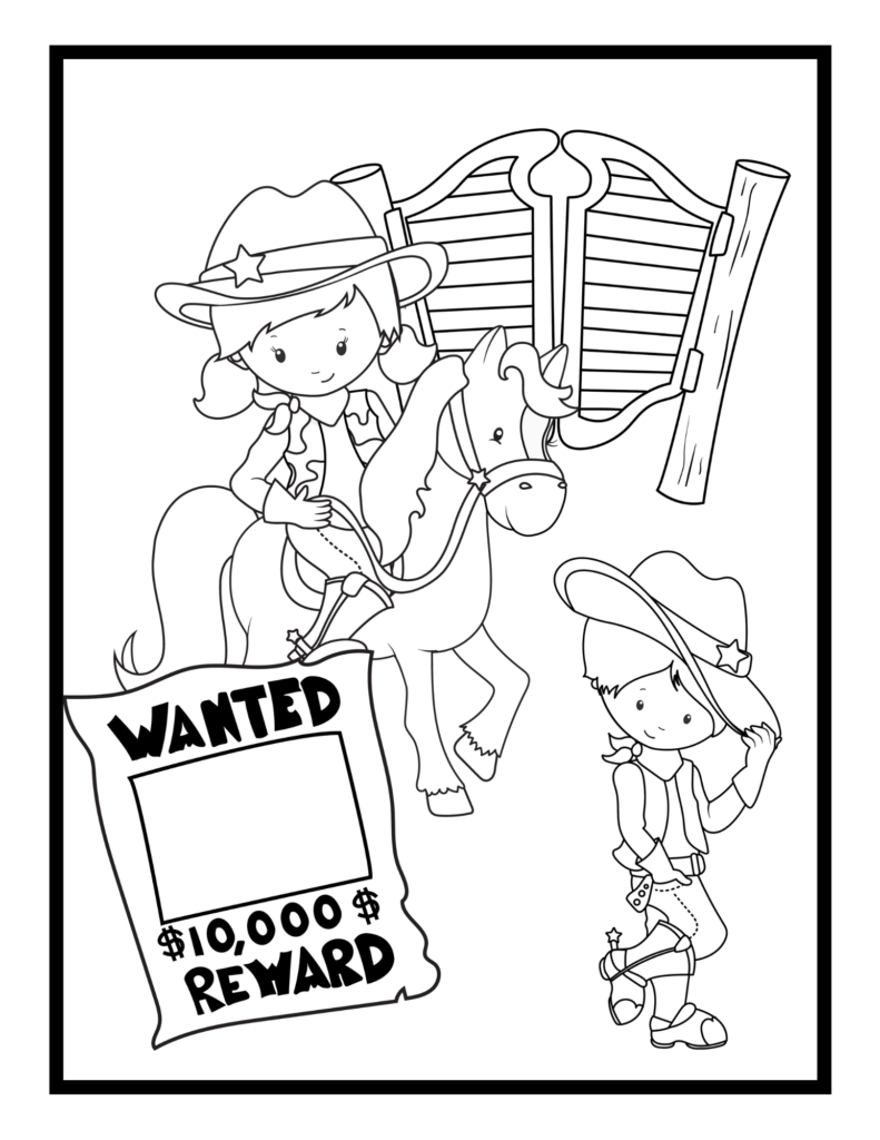 Cowboy Colouring Pages