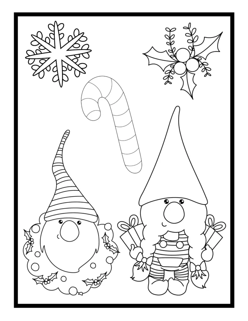 Christmas Gnomes Colouring Pages