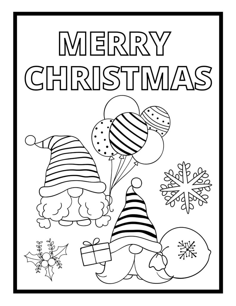 Christmas Gnomes Colouring Pages