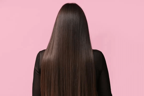 Straight hairstyle with and without volume