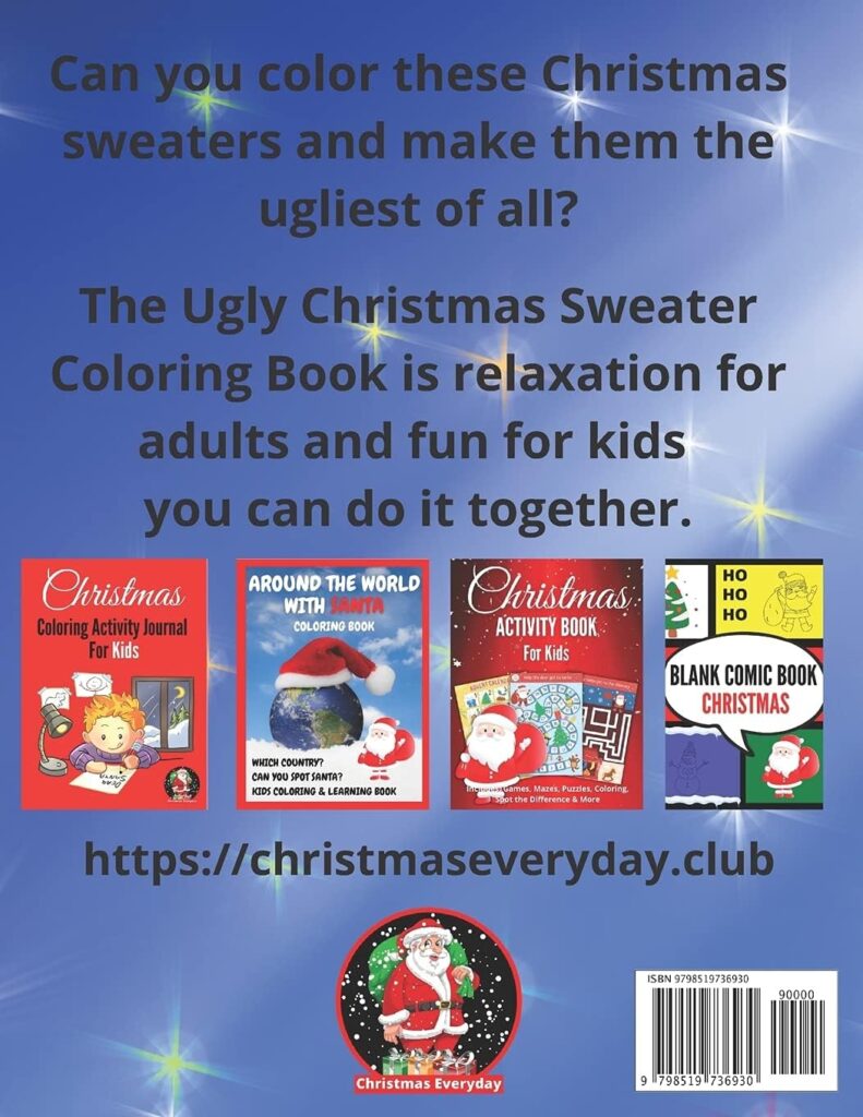 Ugly Christmas Sweater Coloring Book: Fun, Easy and Relaxing Christmas Sweaters For Adults Kids