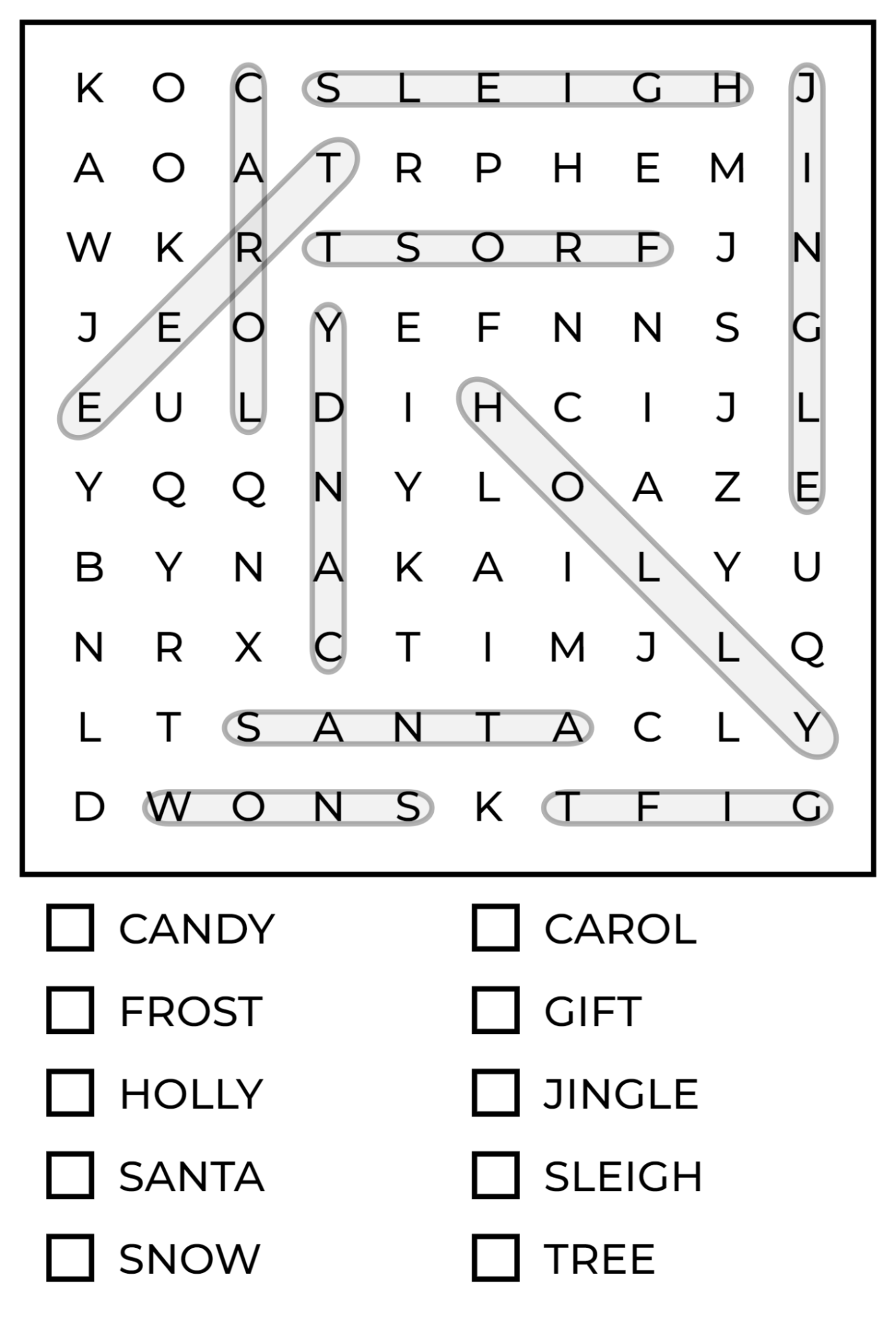 Festive Jingles Word Search Puzzles