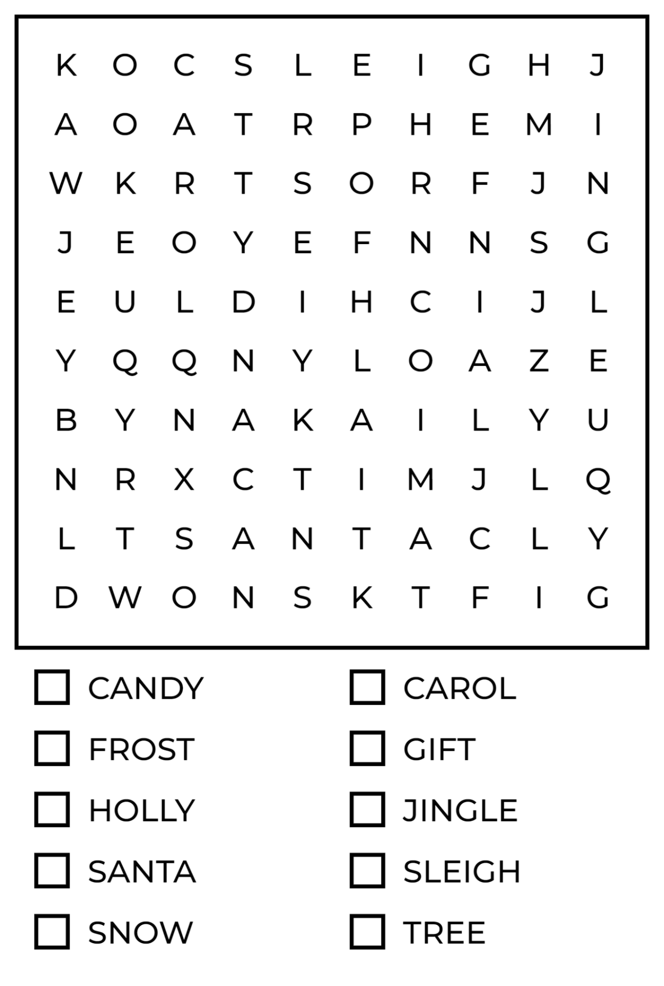 Festive Jingles Word Search Puzzles