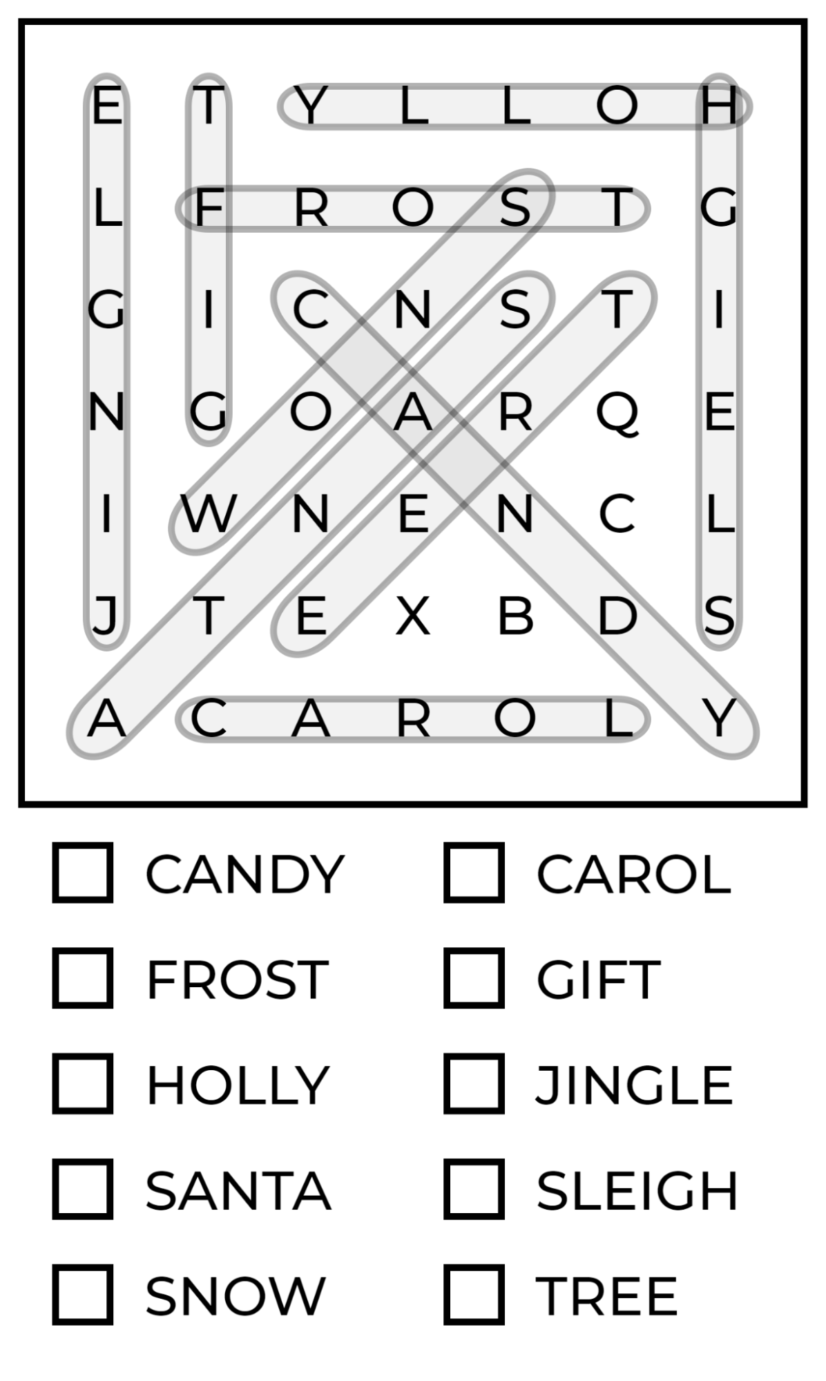 Festive Jingles Word Search Puzzles