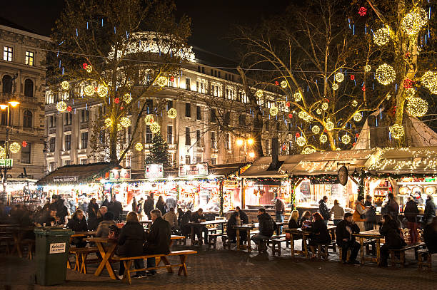 Budapest, Hungary: The Christmas Fair at Vorosmarty Square