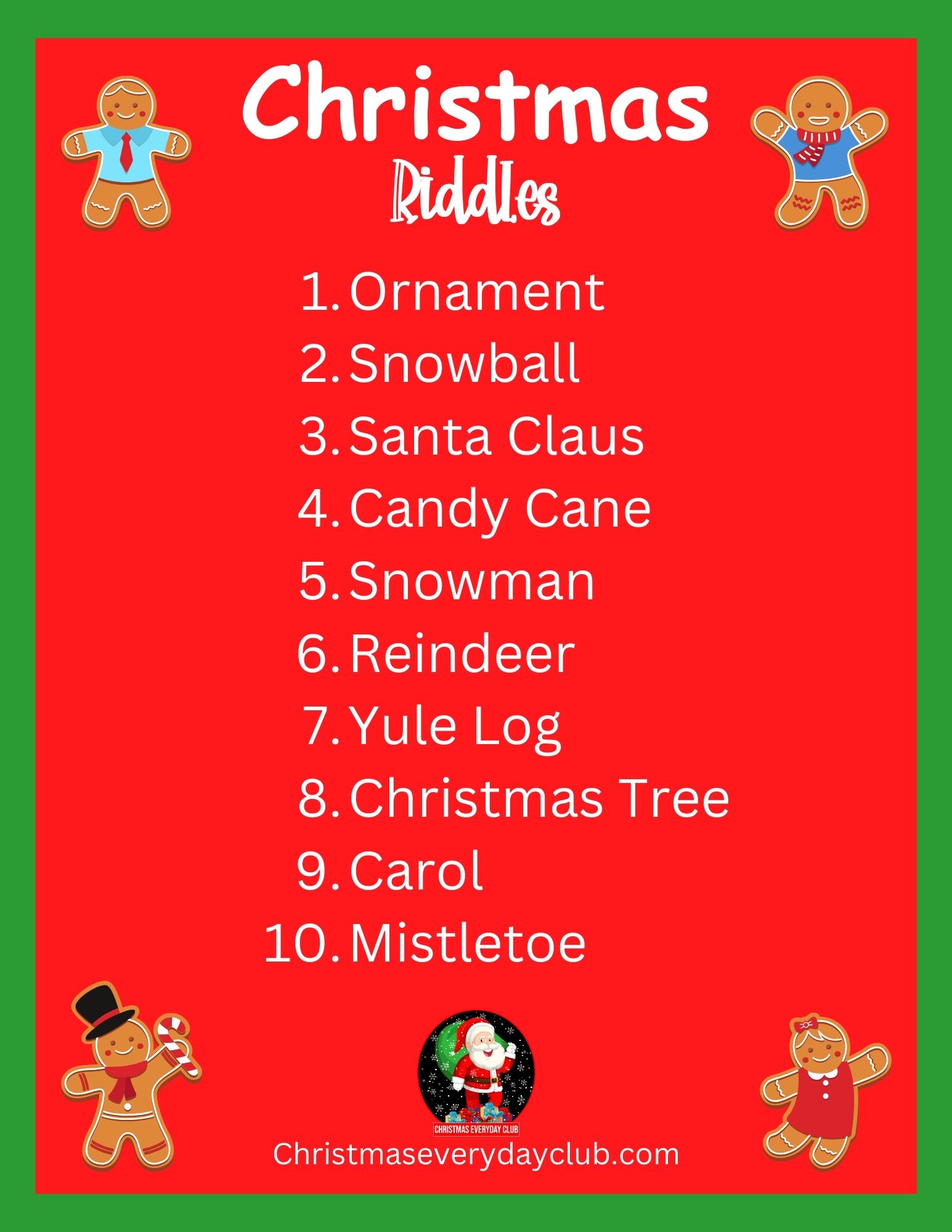 Download Free Hard Christmas Riddles Printable