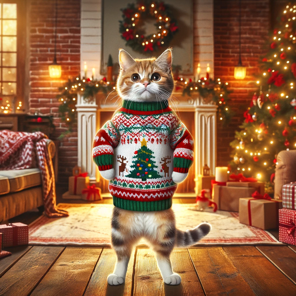 Cats Wearing Ugly Christmas Sweaters