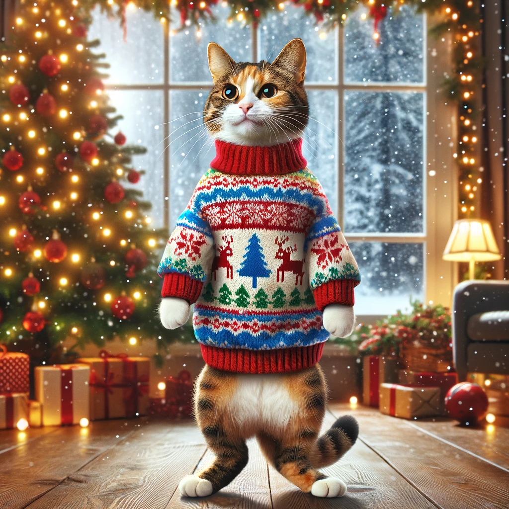 Cats Wearing Ugly Christmas Sweater