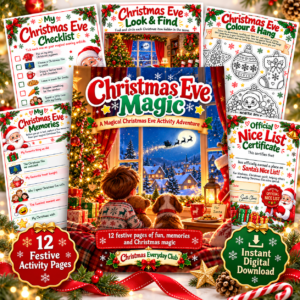 Christmas Eve activity pack – 12 printable kids activities