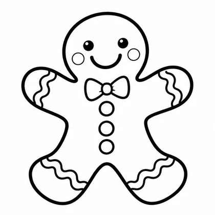 Bold and easy gingerbread man colouring page